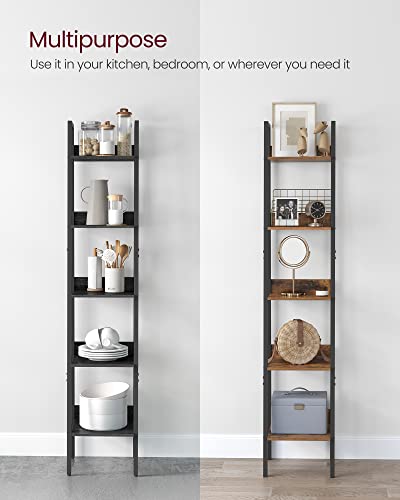 VASAGLE Bookshelf, 5-Tier Narrow Book Shelf, 11.8 x 13.3 x 66.9 Inches, Ladder Shelf for Home Office, Living Room, Bedroom, Kitchen, Ebony Black and Ink Black ULLS109B56 - color: Ebony Black + Ink Black, size: 5 Tiers (13.3"W), style: With back panels