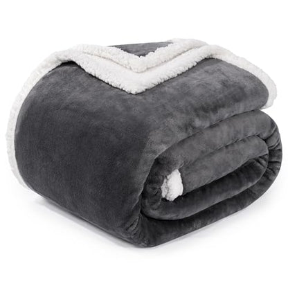BEAUTEX Sherpa Fleece Throw Blankets Soft Fluffy Flannel Plush Cozy | Fuzzy Grey Cuddle Blanket for Couch, Bed, Sofa, Adults (50" x 60", Grey) - color: Grey, size: Throw-50"x60"