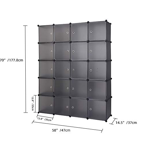 VINGLI Cube Storage Organizer, Plastic Closet Cabinet, DIY Plastic Modular Book Shelf Unit, Cube Shelves with Doors and Hanging Rods