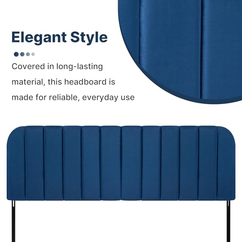 Queen Headboard Only - Upholstered Headboard for Bed, Easy Assembly, Velvet Covered Sponge, Place Between Bed & Wall, Adjustable Metal Legs with Non-Slip Pads, Blue - color: Blue, size: Queen