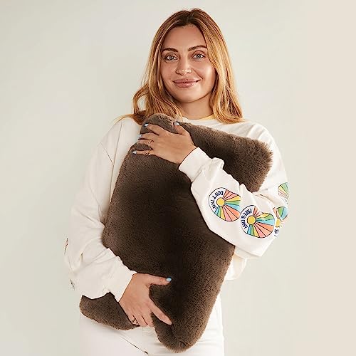 UnHide Squish Lumbar Pillow, Extra Soft Faux Fur Rectangular Shaped Pillow | 100% Polyester Fill, Machine Washable, Perfect for Living Room, Bedroom, or Guest Room, 10” x 18”, Chocolate - color: Chocolate, size: 10" x 18"