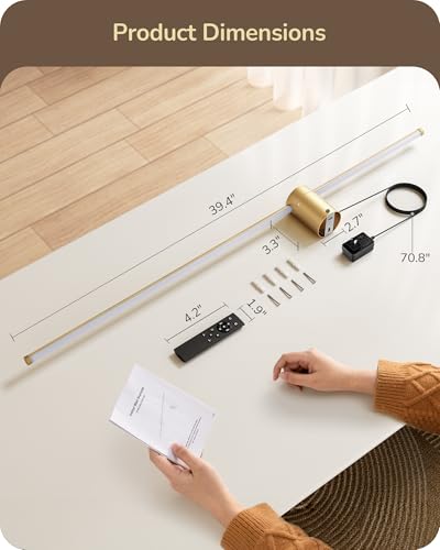 EDISHINE Plug in Wall Sconces, Stepless 2700K-6000K Dimmable Wall Sconce Set of Two, 39.4" Touch LED Wall Light with Remote, 350° Rotation Night Light with Timer for Living Room Bedroom Hallway