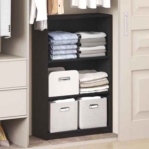 Furinno Reed Closet Organizers and Storage, 3-Tier Closet Organizer, Open Shelf Closet Storage, for Wardrobe, Bedroom, Living Room, Blackwood - color: Blackwood, size: 3-Tier Adjustable