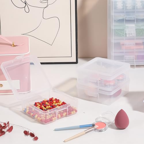 Plastic Storage Box with 18 Small Boxes Large Storage Box (18 Pack-Clear) | Multifunctional Design,Stackable,See Through,Versatile Organization,Space-Saving,Durable,Dust Protection,Clear - color: 18 Pack Small -Clear