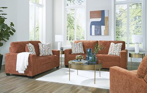 Signature Design by Ashley Aviemore Rocker Recliner, No Assembly Required | Plush manual rocker, Space-saving 12-in wall space, Durable metal-reinforced frame, 100% polyester chenille fabric - color: Spice, style: Recliner
