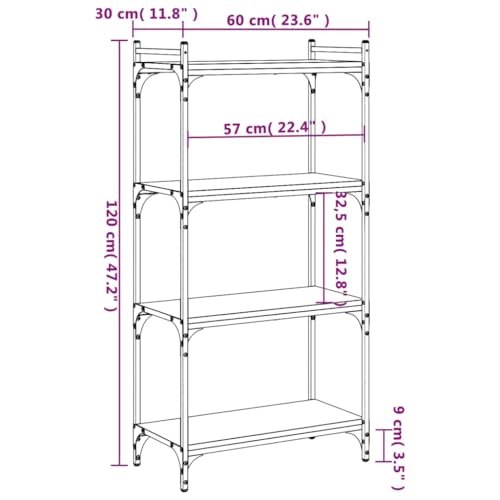 Bookcase Black Engineered Wood Medium Size with Adjustable feet, Modern Standing Shelves for Living Room, Durable Multi-Functional Shelves and Cube Storage Organizer - color: Black/47.2", size: 23.6"