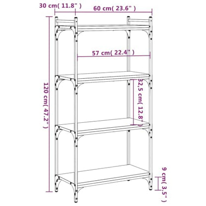 4-Tier Industrial Bookshelf, Black Open Bookcase with Metal Frame, Storage Display Rack for Living Room, Home Office, 23.6" x 11.8" x 47.2" - color: Black 7