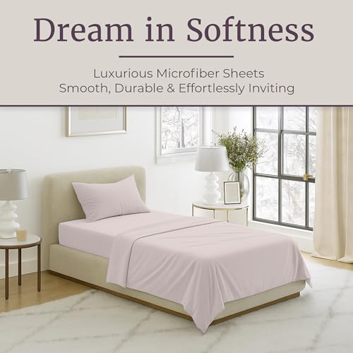 Brushed Microfiber Sheet Set- 3 Piece Bed Linens-Fitted & Flat Sheets, Plus A Pillowcase-Wrinkle, Stain & Fade Resistant by Lavish Home (Twin, Beige) - color: Beige, size: Twin