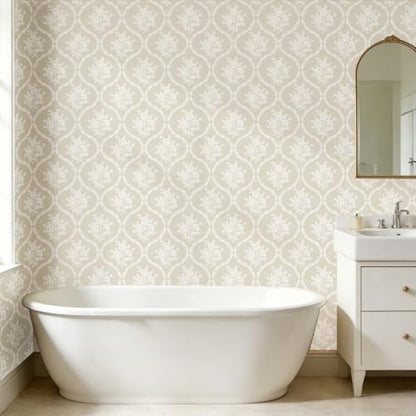 TACHIO Floral Peel and Stick Wallpaper French Country Contact Paper 17.5" x 118" Waterproof Self Adhesive Wall Paper for Bedroom Living Room & Accent Walls Vinyl Removable Renter Friendly - size: 17.5" x 118"