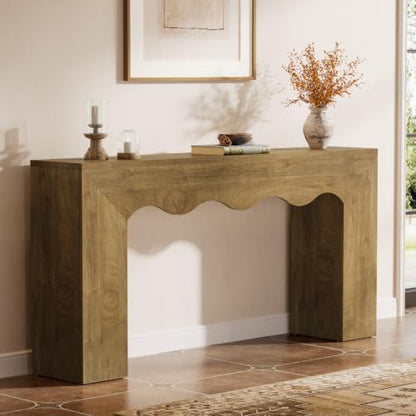 Tribesigns 63" Farmhouse Console Table, Wooden Couch Table Behind Sofa with Storage, Long Entryway Sofa Station, Narrow Console Stand with Base, Hallway Stand for Entryway (1, Light Brown) - color: Light Brown