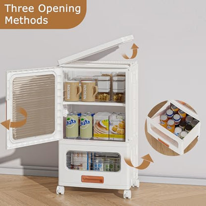 VECELO 3-Tier Narrow Bathroom Storage Cabinet with Drawer, Movable Wheels, Adjustable Shelves, Anti-Tip, Slim, for Small Space, Kitchen, Laundry, White - size: 1 Drawer