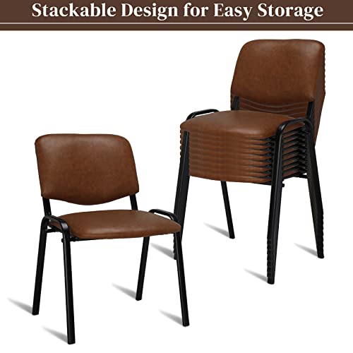 VINGLI 10-Pack Waiting Room Chairs, Stackable Chair for Office, Pu-Rustic | Stacking Chairs, Armless Church Chairs, Space-saving, Guest & Reception, Office Lobby, Business Hall - color: Pu-rustic, size: 10-pack