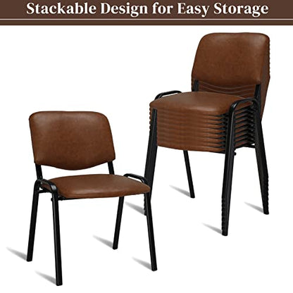 VINGLI 10-Pack Waiting Room Chairs, Stackable Chair for Office, Pu-Rustic | Stacking Chairs, Armless Church Chairs, Space-saving, Guest & Reception, Office Lobby, Business Hall - color: Pu-rustic, size: 10-pack