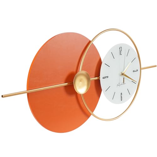 31.5'' Large Wall Clocks for Living Room Decor Modern Decorative Art Clock Silent Non Ticking Battery Powered Metal Wall Decor Clock Orange Gold Metal Unique Wall Clock