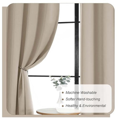 Biscotti Beige Curtains for Bedroom 54 Inch Length 2 Panels, Room Darkening Living Room Curtains, Rod Pocket Thermal Insulated Window Treatments, Each Panel 40" W x 54" L - color: Biscotti Beige, size: 40"W x 54"L (Pack of 2)