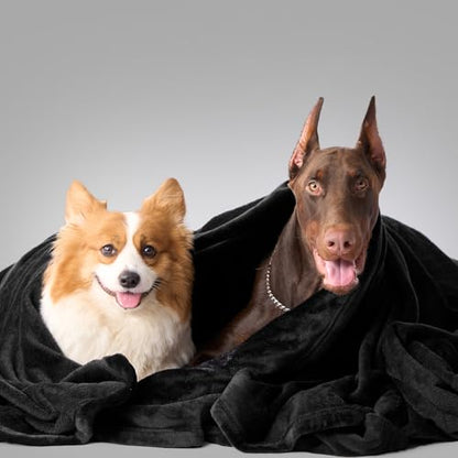 Hansleep Full Black Fleece Blanket, Soft Flannel Bed Blanket | Fuzzy Cozy Blanket 84x90 Inches, Multi-use for Bed, Sofa, Couch, Travel, Camping, All Season Warm Lightweight Cover - color: Black, size: Full (84x90 Inches)