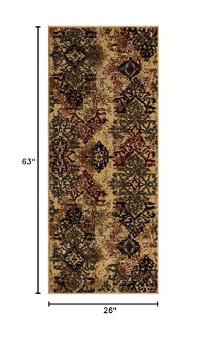 Unique Loom Barista Collection Area Rug - Congencis (2' 2" x 5' 3" Runner, Beige/Blue) - size: 2'2" x 5'3" (Rectangular)