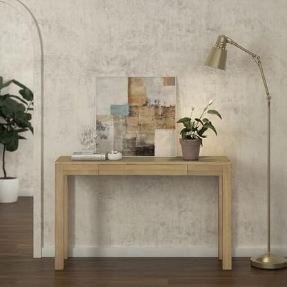 Flow 47-Inch Console Table, Modern Solid Wood Entryway Table with Hidden Drawer, Waterproof & Heat Resistant, Narrow Table for Hallway, Living Room & Foyer, Sand - color: Sand, size: 47 Inch, style: Console