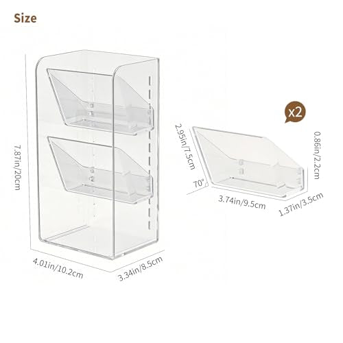 PAVSTINE Medicine Cabinet Organizer with Adjustable Dividers, Clear Open Storage Compartment, Space-Saving Makeup Brush Holder for Bathroom, Wall Cabinet, Vanity Countertop (2-Tier Full Slant) - size: 2-Tier Full Slant