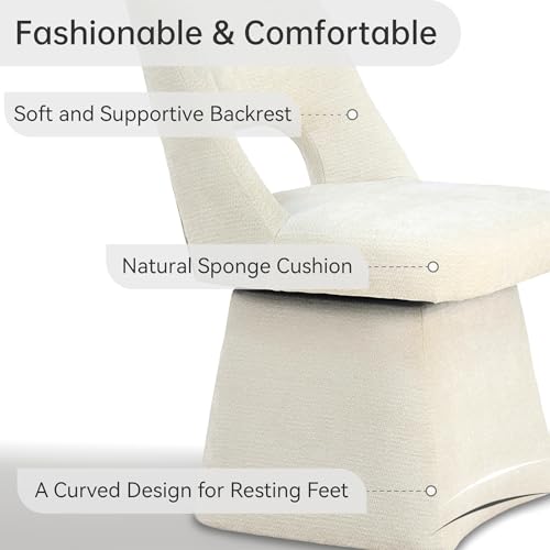 VKNOW Upholstered Swivel Dining Chair with Curved Open Back | Modern Dining Room Chairs with Chenille Fabric, Space-saving, Easy Assembly, for Dining Room, Living Room, Bedroom, Beige - color: Beige