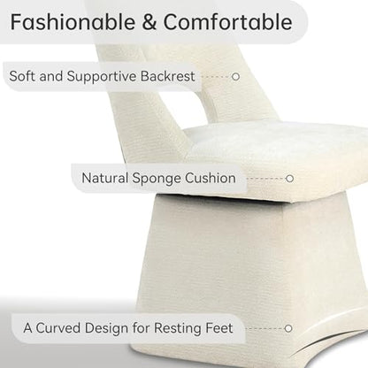 VKNOW Upholstered Swivel Dining Chair with Curved Open Back | Modern Dining Room Chairs with Chenille Fabric, Space-saving, Easy Assembly, for Dining Room, Living Room, Bedroom, Beige - color: Beige