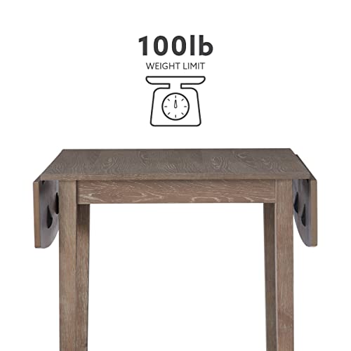Linon Torino Greywash 30" Square Drop Leaf Table - 30" X 48" Fully Extended - color: Greywash