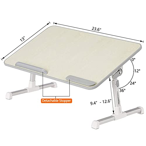 Amazon Basics Portable Foldable Adjustable Laptop Stand Tray Table Lap Desk for Bed and Couch, Fits up to 17-Inch Laptop, 13"x24", Cream - size: Large