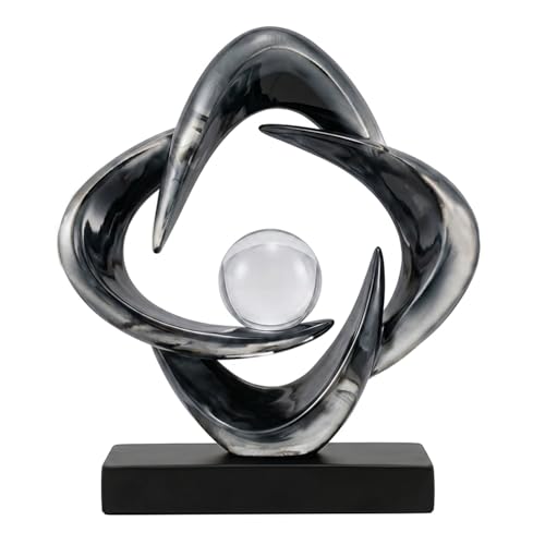 FJS Modern Abstract Sculpture Decor, 10.8" Gray Resin Art Statue | Transparent Gray Resin Art Statue for Coffee Table, Bookshelf, Living Room, Office, Hotel, or Modern Home Decor Display. - color: Transparent Gray