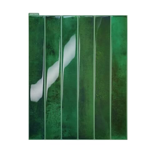 Renter Friendly Backsplash Tile Stickers for Kitchen Bathroom RV Easy Deco Just Peel Stick, Removable Emerald Green Tile Backsplash 10 Sheet 9 * 11.4 inch with Glossy and Thick Design - color: Emerald Green