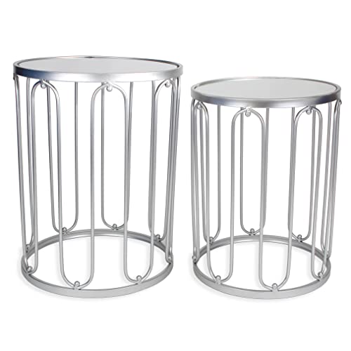 Nested Metal Side Tables - Set of 2 for Living Room & Bedroom (Silver) - color: Braswell - Silver