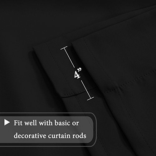 H.VERSAILTEX Blackout Curtain for Bathroom Windows Adjustable Tie Up Shade/Blackout Curtain with Rod Pocket Top (Solid in Jet Black, 42 inches W x 63 inches L, Set of 1) - color: Jet Black