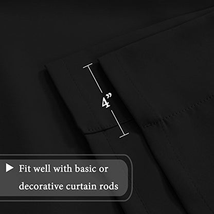 H.VERSAILTEX Blackout Curtain for Bathroom Windows Adjustable Tie Up Shade/Blackout Curtain with Rod Pocket Top (Solid in Jet Black, 42 inches W x 63 inches L, Set of 1) - color: Jet Black