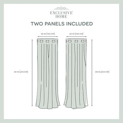 EXCLUSIVE HOME Medallion Room Darkening Blackout Grommet Top Curtain Panel Pair, 52"x96", Black Pearl - color: Black Pearl, size: 52"W x 96"L (Pack of 2)