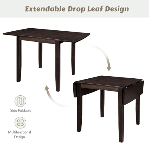 3-Piece Farmhouse Dining Table Set, Wood Drop Leaf Breakfast Nook Set | Dining Table Set with 2 X-Back Chairs, Space-Saving Breakfast Nook Dining Set for 2 People for Small Places (Espresso) - color: Espresso