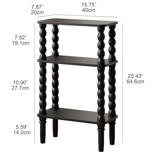 Veegle Side Table, Small End Table with Storage Shelf, 3-Tier Small Coffee Tables for Living Room Bedroom Narrow Spaces(Black) - color: Black-3 Tier Shelf