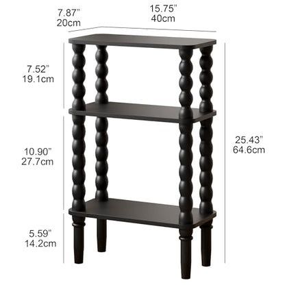 Veegle Side Table, Small End Table with Storage Shelf, 3-Tier Small Coffee Tables for Living Room Bedroom Narrow Spaces(Black) - color: Black-3 Tier Shelf