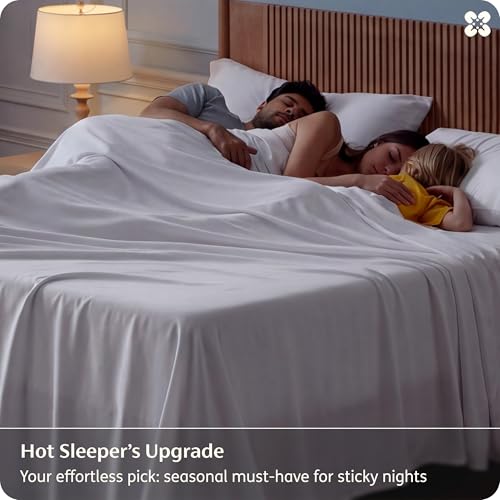 Bedsure PureWoven 100% Rayon Derived from Bamboo, Queen Sheets, 4 Pieces | Cooling Sheets for Hot Sleepers, Breathable & Silky Soft, 16" Deep Pocket, Hotel Luxury Bedding, White - color: 02 - White, size: Queen