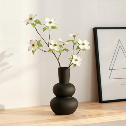 Modern Ceramic Vase, Matte Black Boho Vase, Minimalist Pampas Clay Vases for Wedding Dinner Living Room Office Bedroom, Table Centerpieces - color: 1 Black Vase