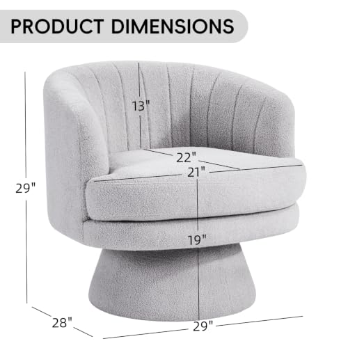 Swivel Accent Chair with Armrest, Modern 360 Degree Swivel Barrel Chair with Curve Back and Soft Cushion,Comfy Fabric Round Armchair Single Sofa for Living Room,Bedroom,Waiting Room,Grey - color: Grey