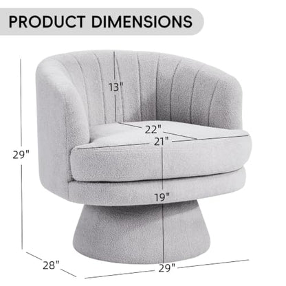 Swivel Accent Chair with Armrest, Modern 360 Degree Swivel Barrel Chair with Curve Back and Soft Cushion,Comfy Fabric Round Armchair Single Sofa for Living Room,Bedroom,Waiting Room,Grey - color: Grey