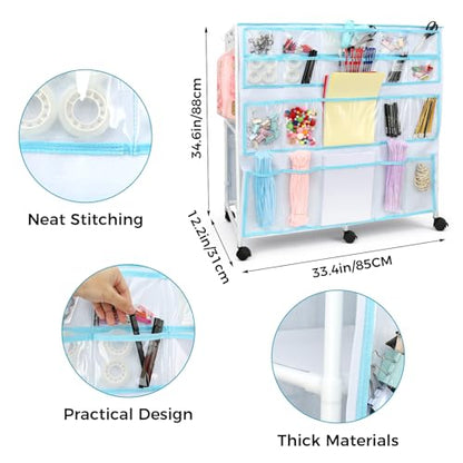 Craft Cart with Wheels - 40 Storage Pockets - Portable Organizer for Arts & Craft Supplies - Spacious, Easy to Move - Perfect Art Cart Organizer for Kids, Creative Projects, Home Education