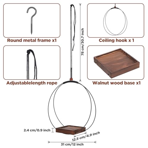 2 Pack Hanging Planters,12 Inch Metal Plant Hanger Flower Pot Holder | for Indoor Outdoor Plants, Sturdy Wood Base, Modern Boho, Minimalist, Basket, Wall Ceiling Window Stands, Home Wall Decor
