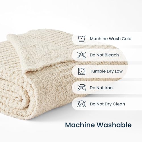 SLEEP ZONE Throw Blankets for Couch, Waffle Weave Blanket Soft Cozy Lightweight Warm Decorative Knit Throw Blankets for Bed, Sofa, Living Room (50x60in, Light Beige) - size: 50×60