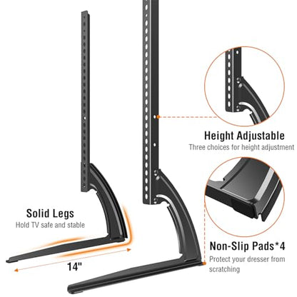 ELIVED Universal Table Top TV Stand for Most 27-55 Inch Flat/Curved TVs | TV Base Height Adjustable Legs Stand, Replacement TV Feet Holds up to 88lbs, Max VESA 800x400mm