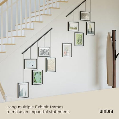 Umbra Exhibit Picture Frame Set, Adjustable Wall Mount, Set of 5, Black | Steel construction, customizable layout, damage-free hanging, fits 4x6 and 5x7 photos, includes mounting hardware - color: Black, size: Set of 5, style: 5-Opening
