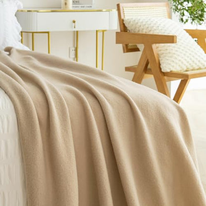 CAI TENG Fleece Throw Blanket Bulk Pack of 6 Lightweight Warm Throws Soft Cozy 50 x 60 inch Pet-Friendly Khaki - color: Khaki