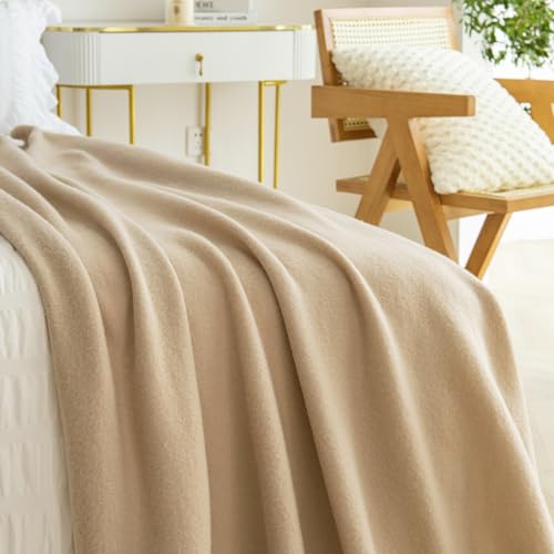 CAI TENG Fleece Throw Blanket Bulk Pack of 6 Lightweight Warm Throws Soft Cozy 50 x 60 inch Pet-Friendly Khaki - color: Khaki