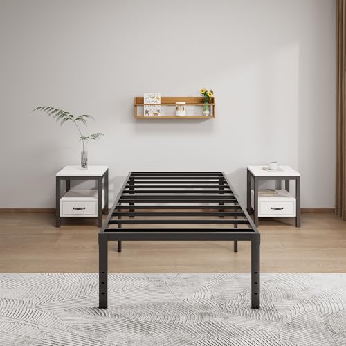 LUMUNANCE Metal Bed Frame Twin Size - 18 Inch Heavy-Duty Twin Platform Bed Frame No Box Spring Needed, Easy Assembly, Noise-Free, Sturdy Mattress Foundation, Underbed Storage Space - size: Twin, style: 18 Inch