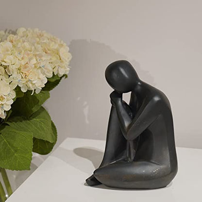 Guichifun Thinker Statue Abstract Sculpture Decorative Objects Black 8 in