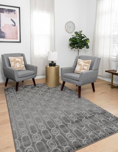 Rugs.com Vogue Geo Collection Rug – 2x3 Gray Medium-Pile Rug Perfect for Entryways, Kitchens, Breakfast Nooks, Accent Pieces - color: Gray and Silver, size: 2' x 3' Rectangular